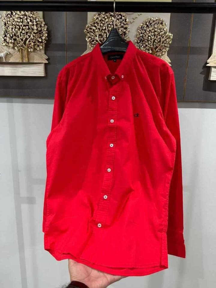 Camisa Manga Larga Calvin Klein clasica para caballero — ROJO - S
