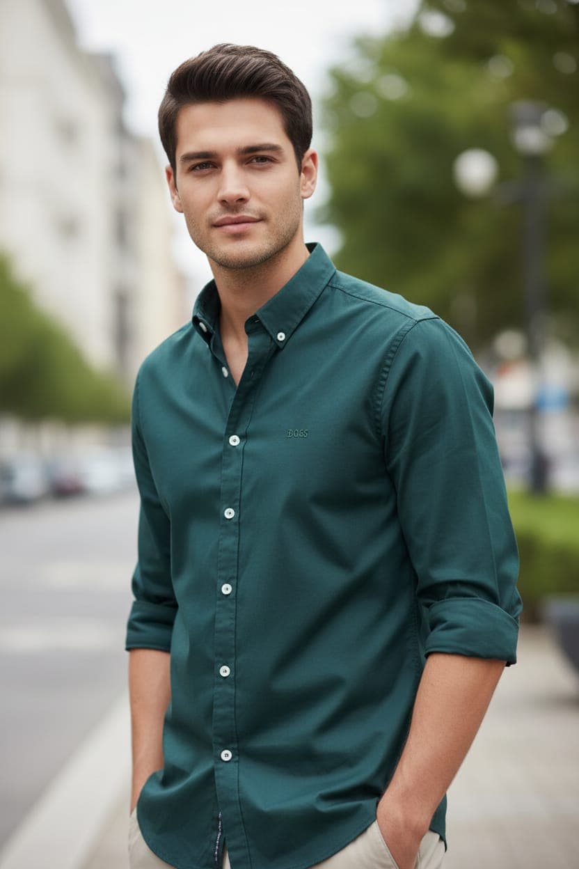 Camisa Manga Larga Hugo Boss clasica para caballero