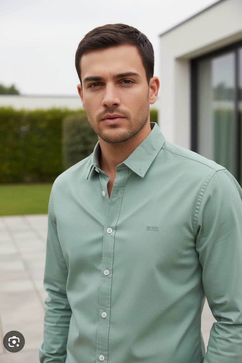 Camisa Manga Larga Hugo Boss clasica para caballero — CEMENTO - L