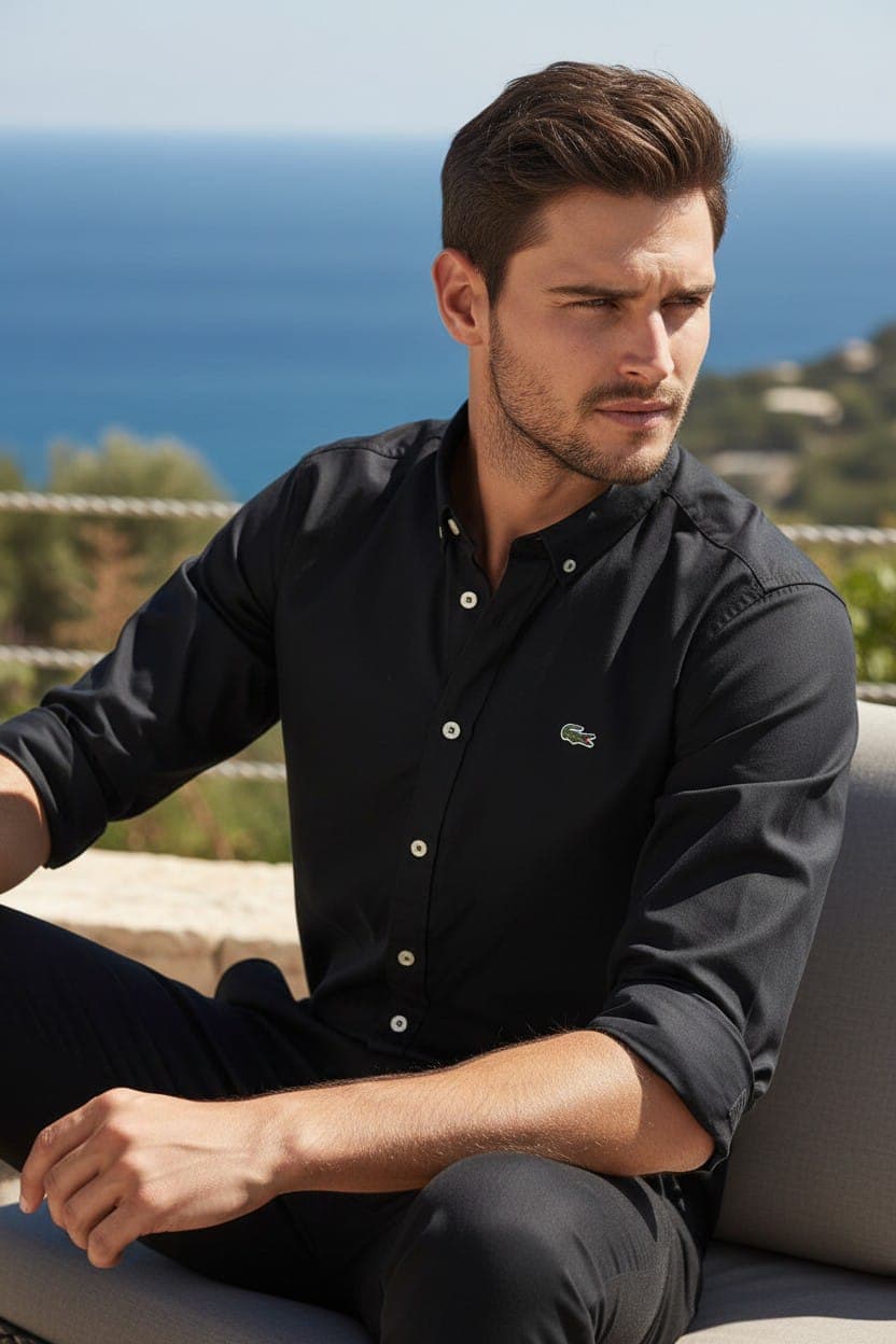Camisa Manga Larga Lacoste — NEGRO