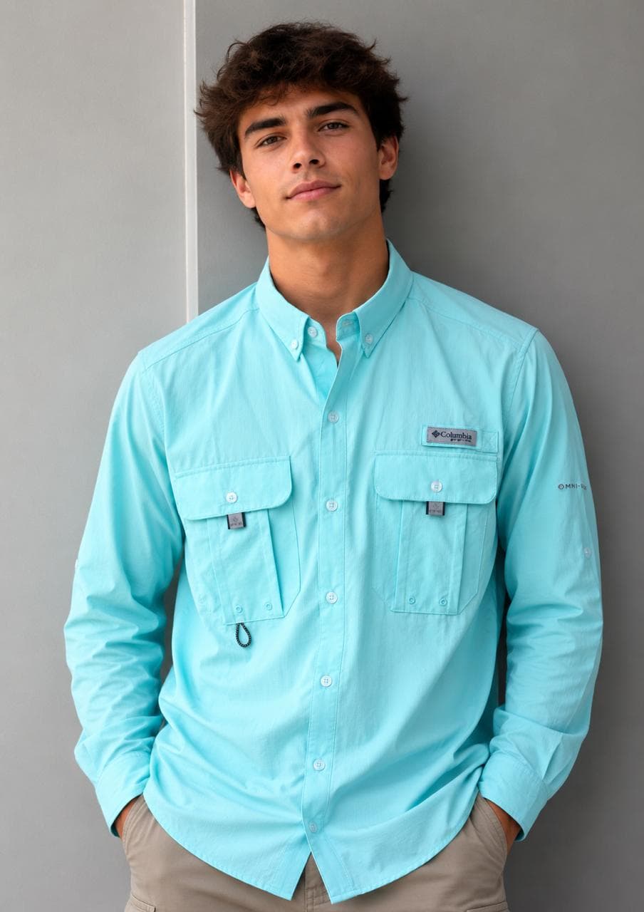 Camisa CargoColumbia Manga Larga — VERDE AGUA