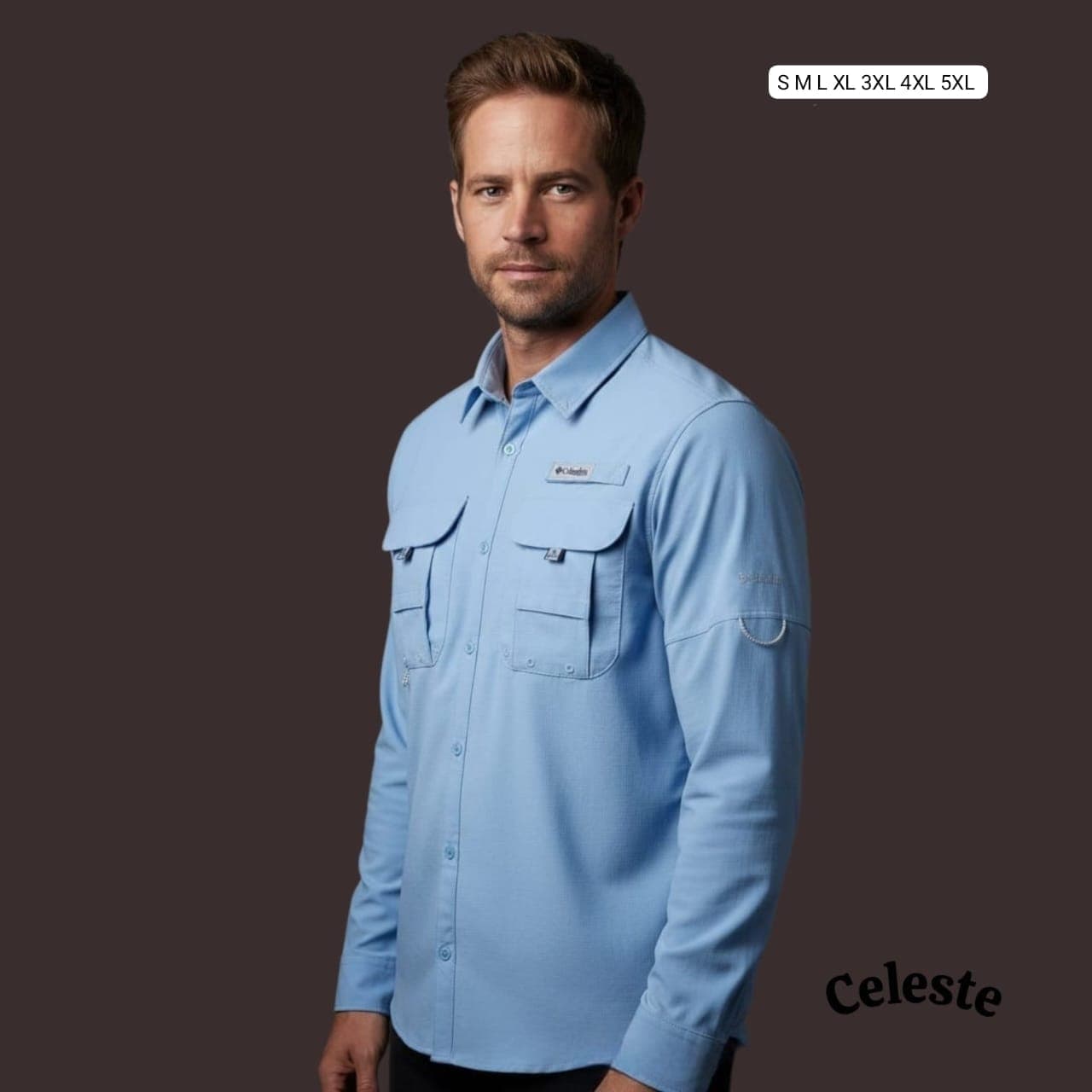 Camisa CargoColumbia Manga Larga — CELESTE