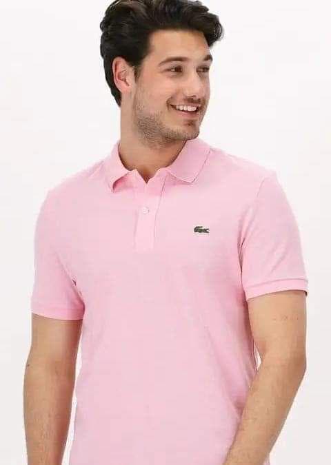 Polo Cuello Camisero Lacoste para caballeros — ROSADO BEBE - M