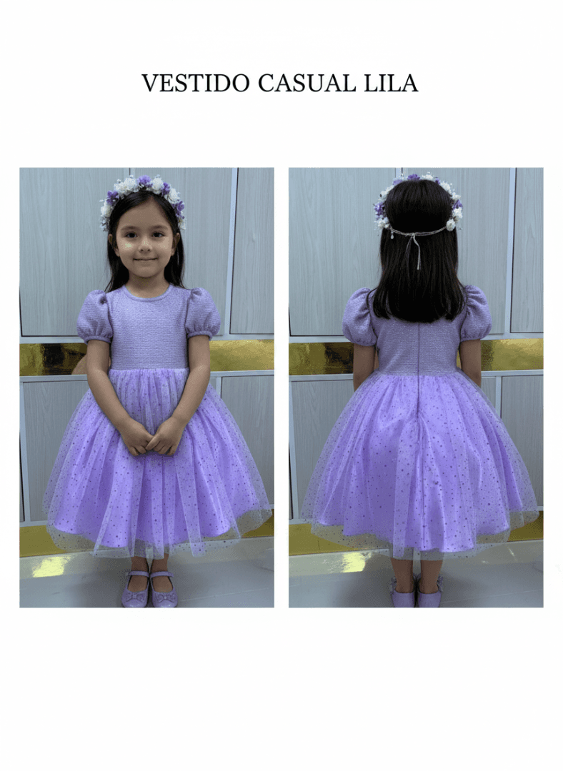 Vestidos Casuales Colores — 2 - LILA ESCARCHADO