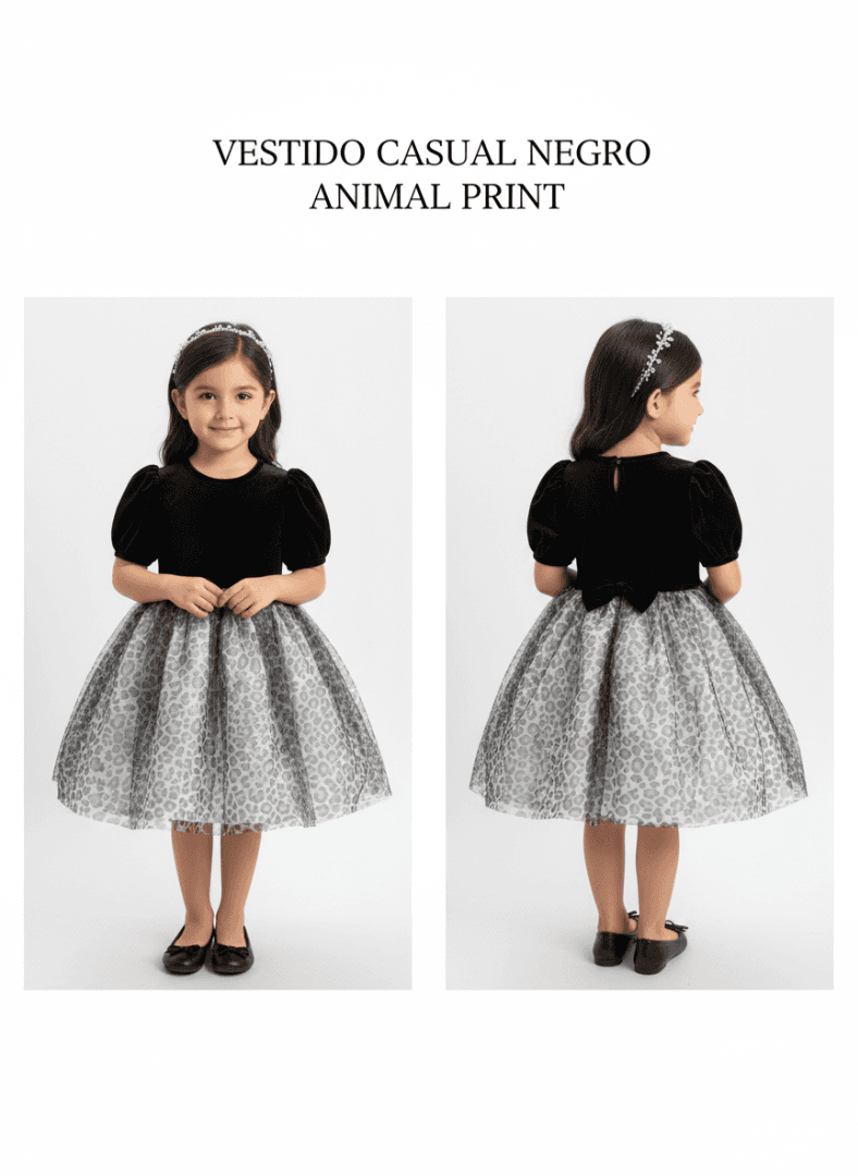 Vestidos Casuales Colores — 2 - NEGRO ANIMAL PRINT