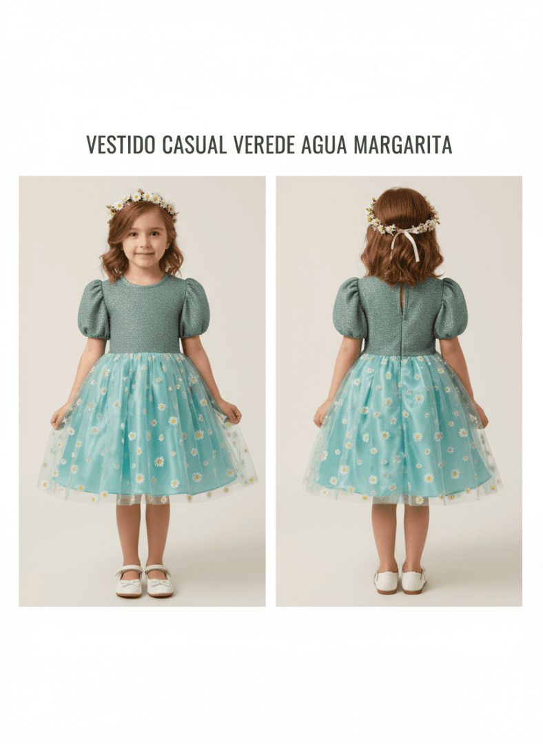 Vestidos Casuales Colores — 2 - VERDE AGUA MARGARITA