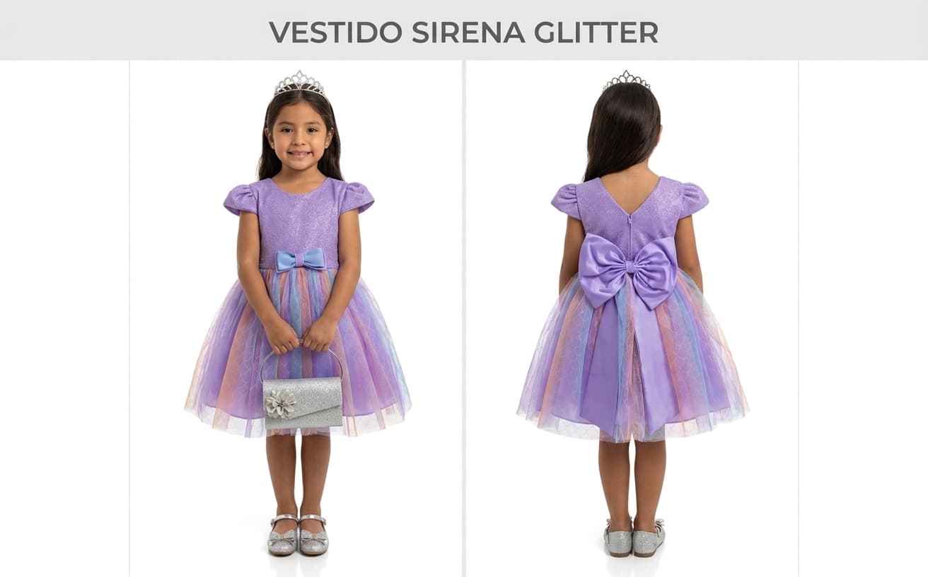 Vestido Sirena Glitter — Vestido Sirena Glitter - Talla 8