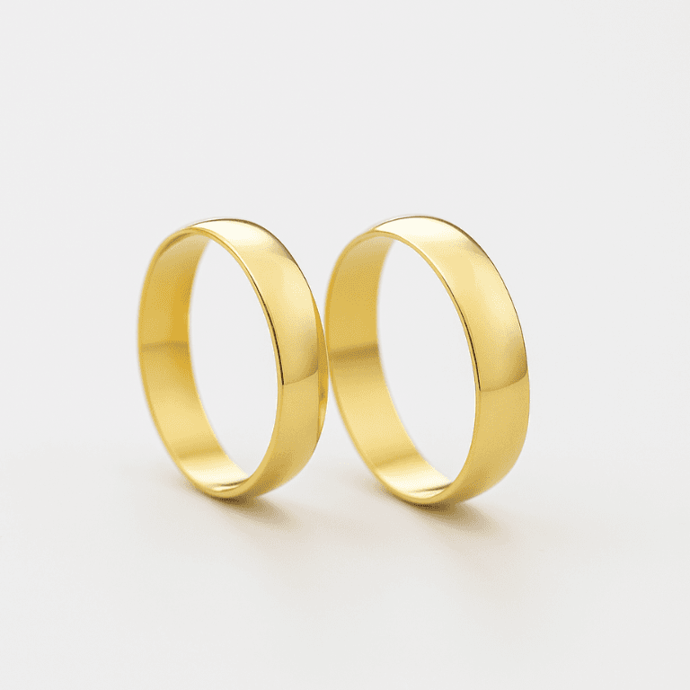 Alianças — ALIANÇA 4MM LISA ABAULADA - BANHO OURO 18K
