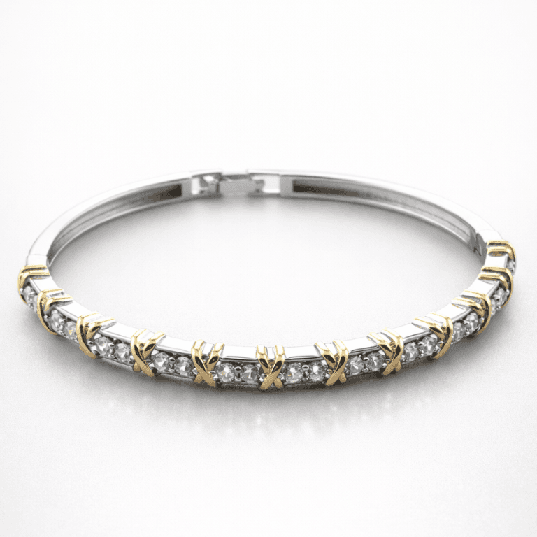 Pulseiras — BRACELETE RIVIERA COM DETALHES EM X E ZIRCÔNIAS - BANHADA A OURO 18K - DOURADO
