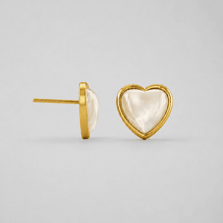 Brincos de Pérolas — PEQUENO - BRINCO CORAÇÃO COM PÉROLA - BANHO OURO 18K
