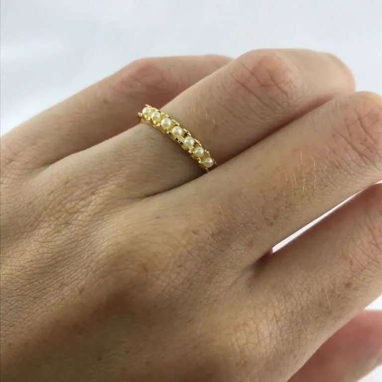 Anel Aparador Com Pérolas Banho Ouro 18K — default