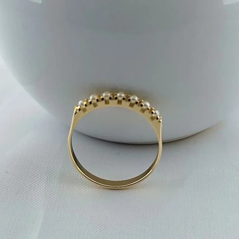 Anel Aparador Com Pérolas Banho Ouro 18K
