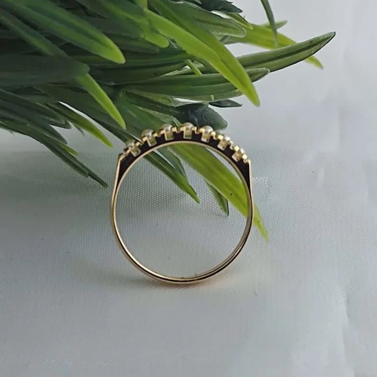 Anel Aparador Com Pérolas Banho Ouro 18K
