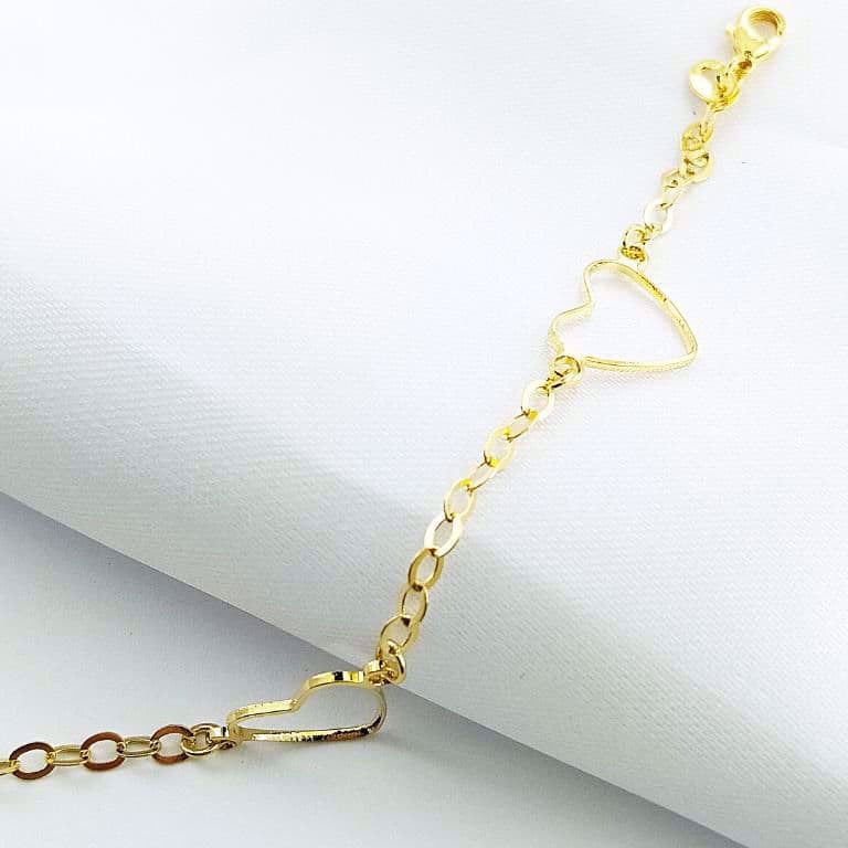 Pulseira Corações Banho Ouro 18k — default