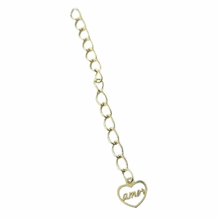 Extensor Com Pingente De Coração Escrito Amor Banho Ouro 18k — default