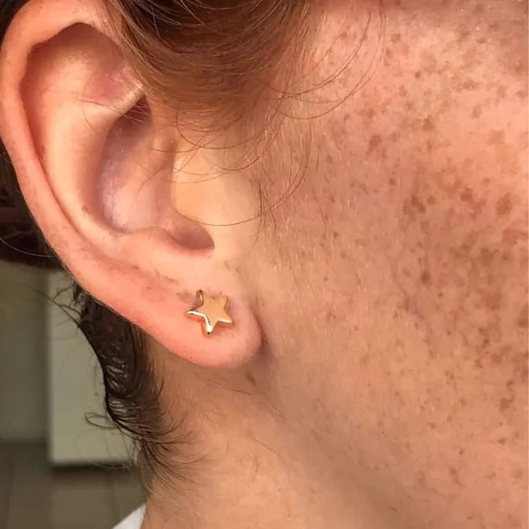 Brinco Estrela Banho de Ouro 18k