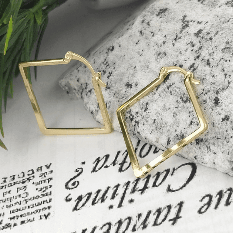 Brinco Argola Quadrada Banho de Ouro 18k