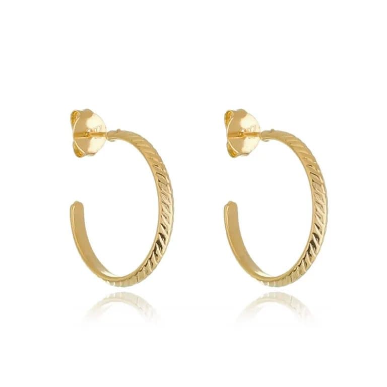 Brinco Meia Argola Realização Banho de Ouro 18k