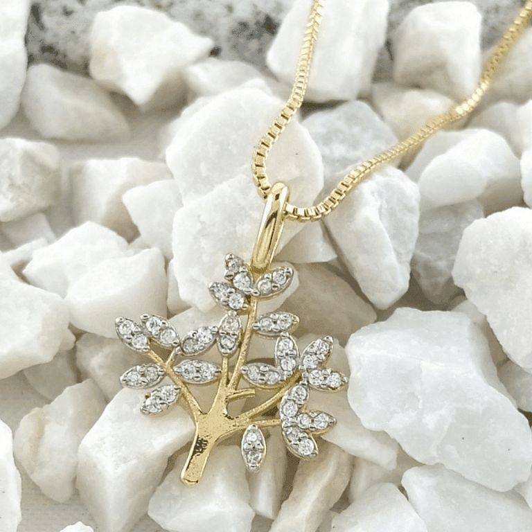 Gargantilha Árvore da Vida Banho de Ouro 18k
