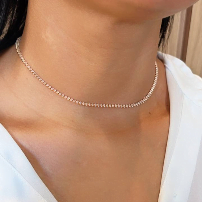 Choker Pedras Navete Brilhante Banho de Ouro 18k