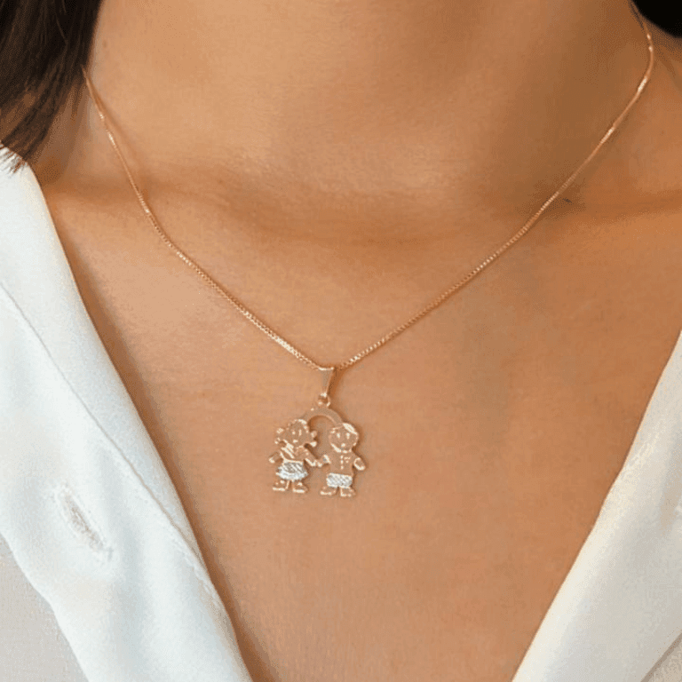 Gargantilha Casal de Filhos Banho de Ouro 18k — default