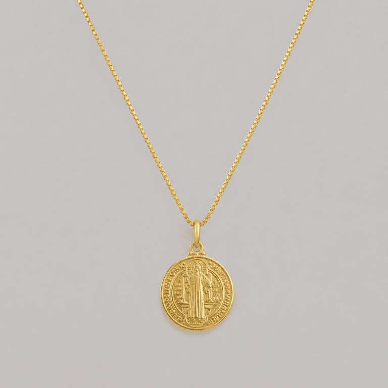 Corrente Medalha de São Bento Banhado a Ouro 18k — default