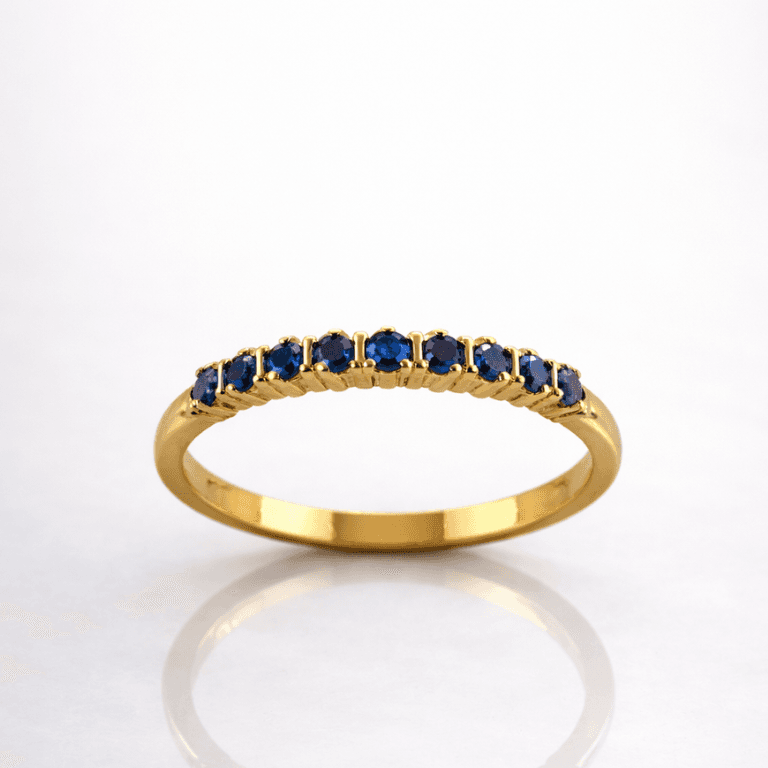 Anel com Pedras Azuis Banho de Ouro 18k