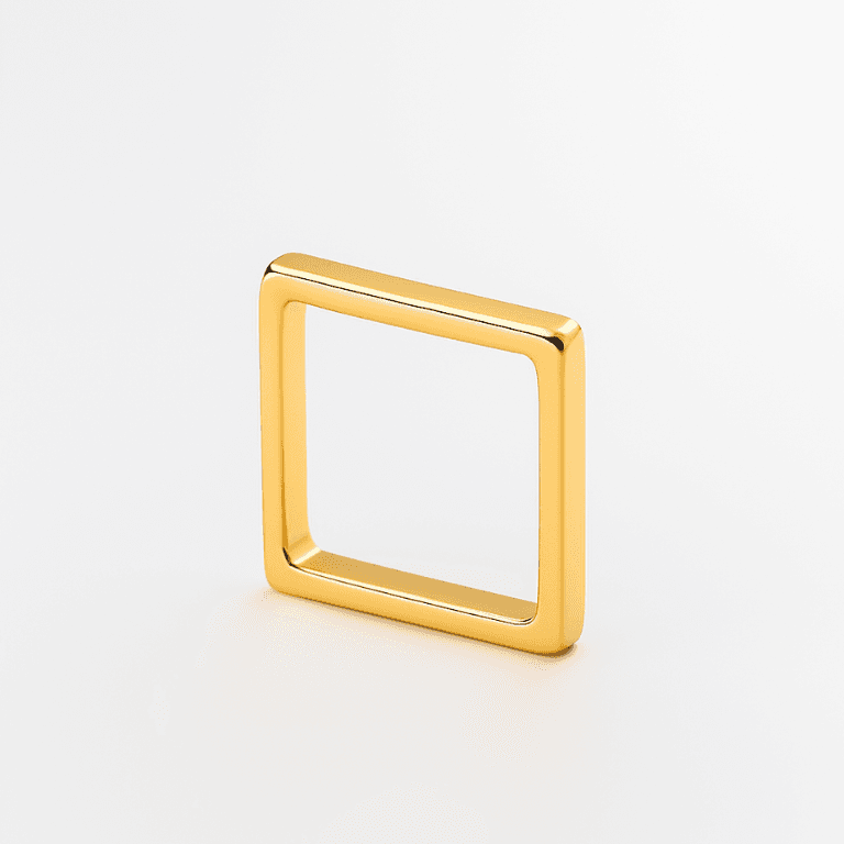 Anel Quadrado Banho Ouro 18k