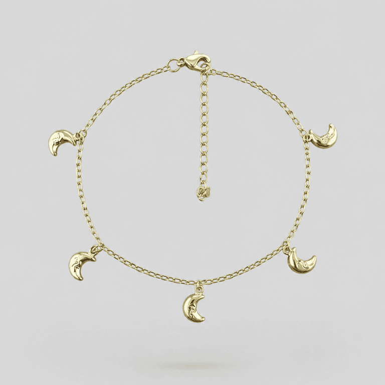 Pulseira Elo Português com Pingentes Meia Lua Banho Ouro 18k — default