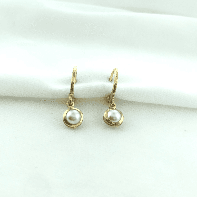 Brinco Argola Pingente Pérola Banho Ouro 18k