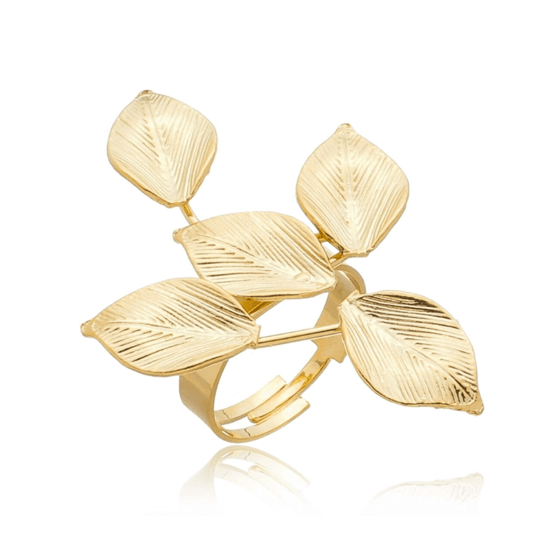 Anel Folhas Banho Ouro 18k — default
