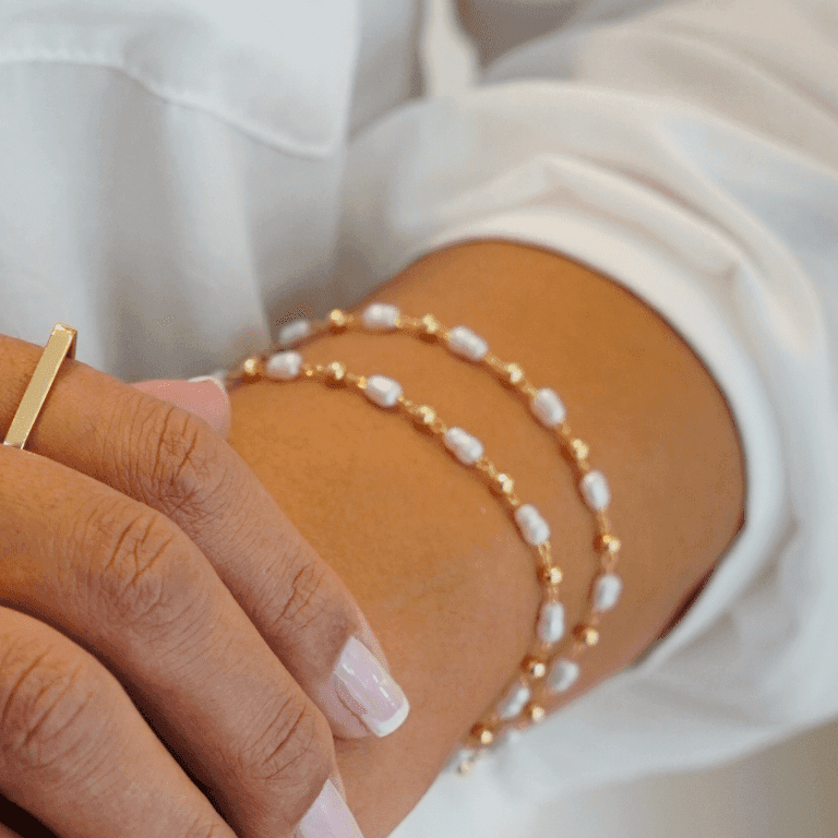 Pulseira de Pérola Barroca Banho Ouro 18k