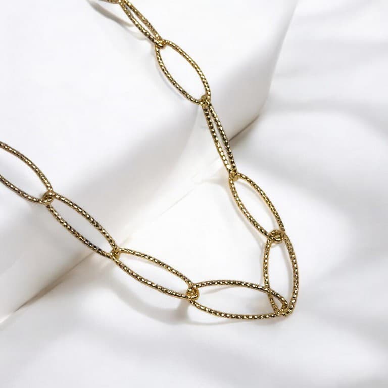 Choker Elo Oval Banho Ouro 18k