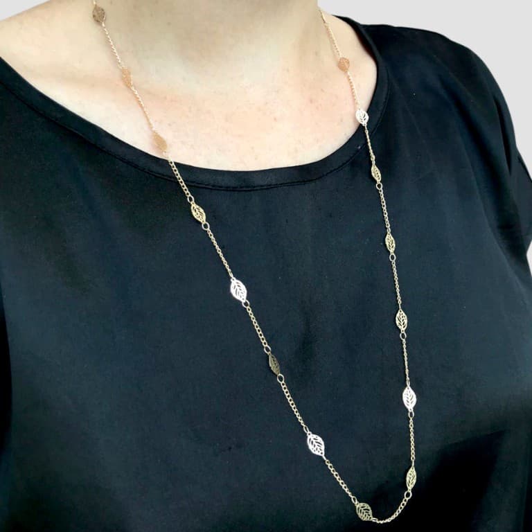Colar com Folhas Banho Ouro 18k