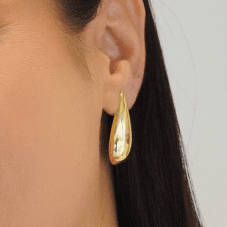 Brinco Gota Liso Banho Ouro 18k — default