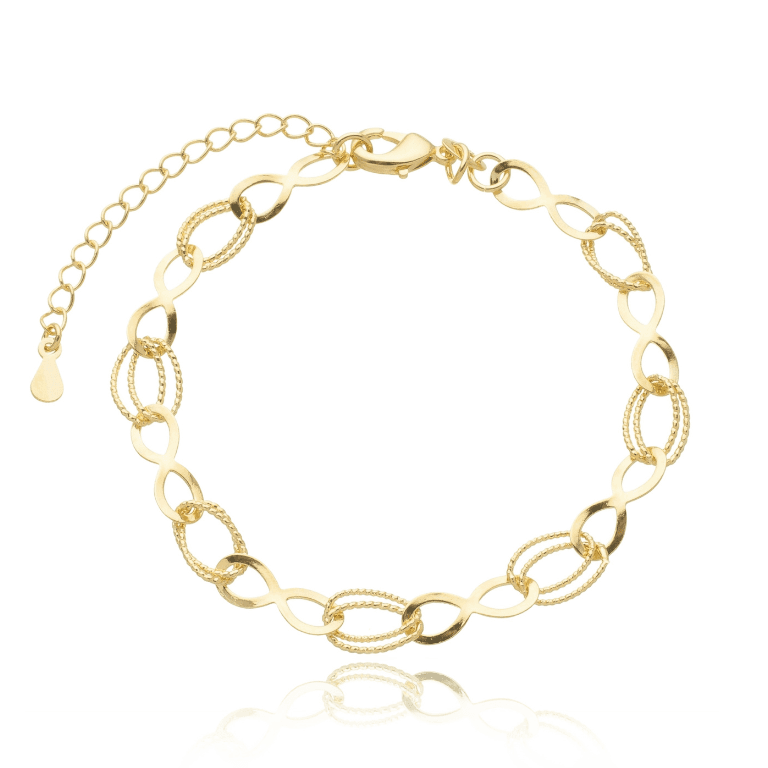 Pulseira Símbolo Infinito e Elos Duplos Banho Ouro 18k — default