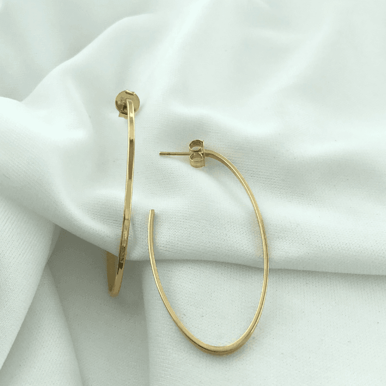 Brinco Meia Argola Banho Ouro 18k