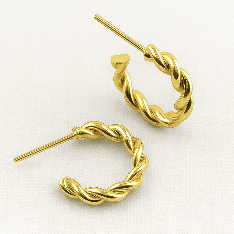 Brinco Meia Argola Torcido Banho Ouro 18k — default