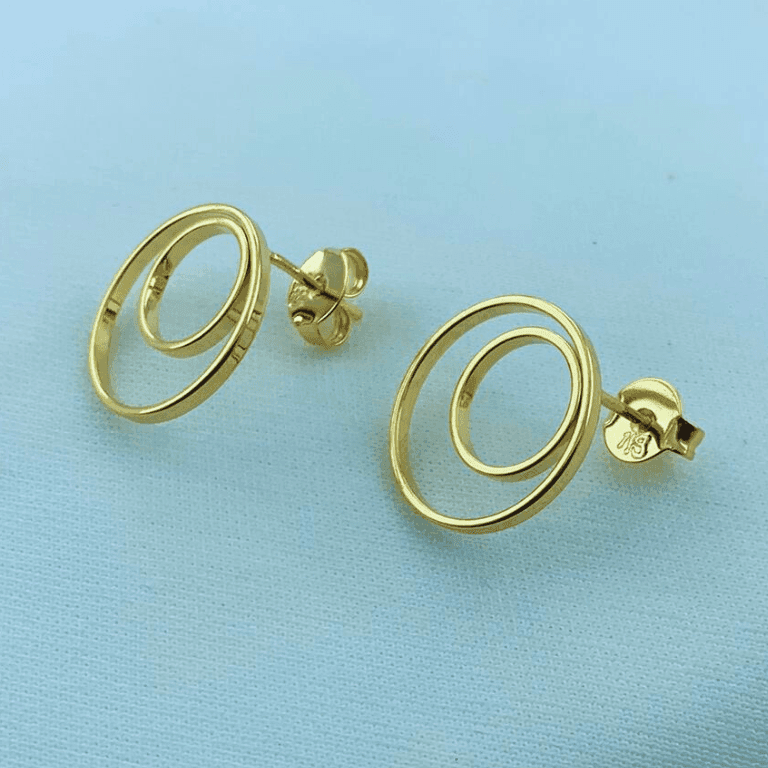 Brinco Argola Dupla Liso Banho Ouro 18k — default
