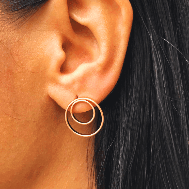 Brinco Argola Dupla Liso Banho Ouro 18k