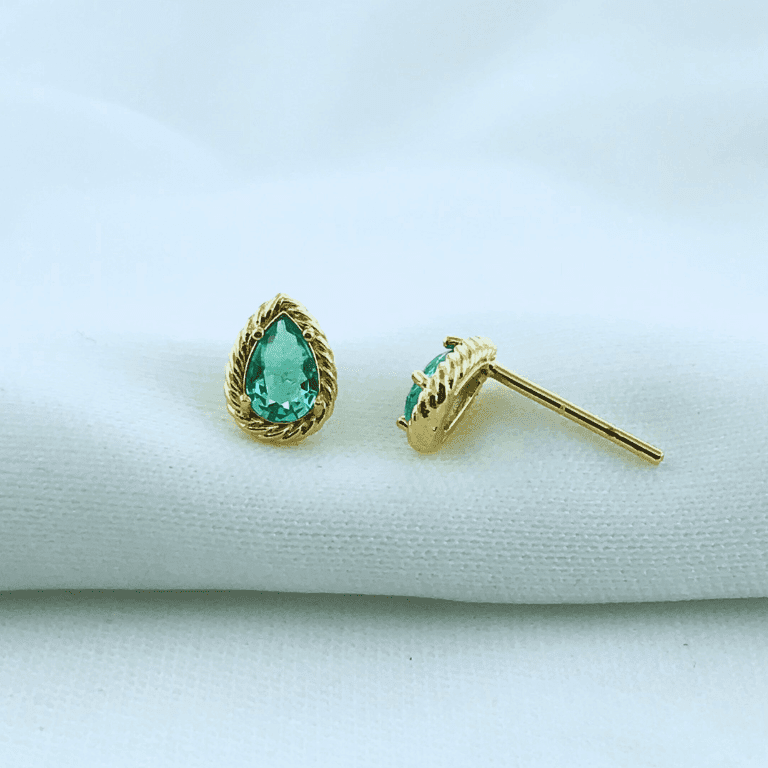 Brinco Zircônia Gota Banho Ouro 18k