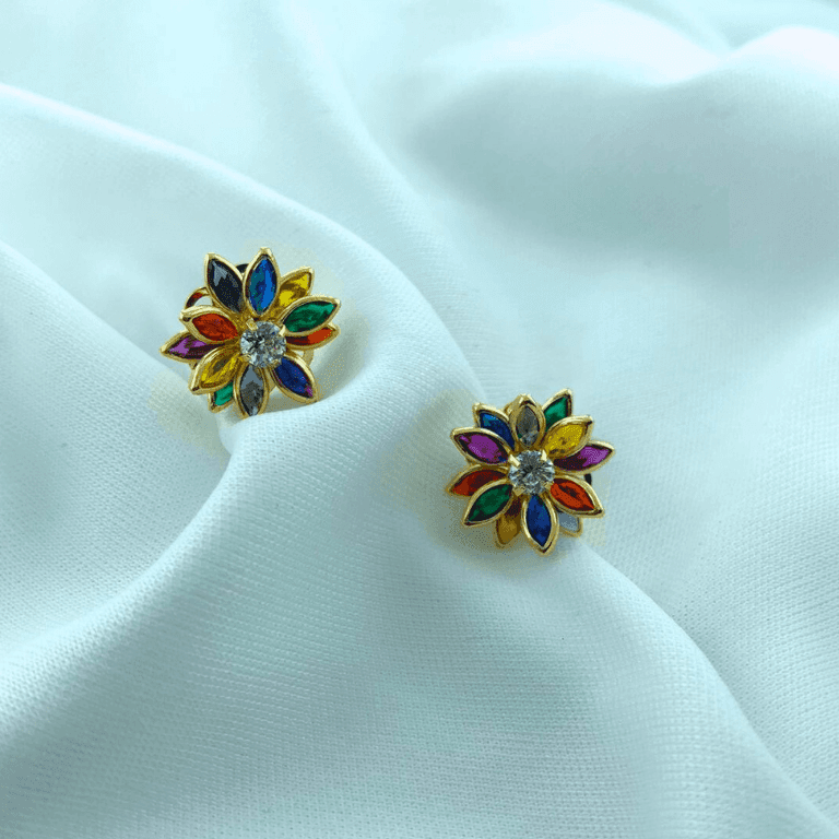 Brinco Flor Banho de Ouro 18k