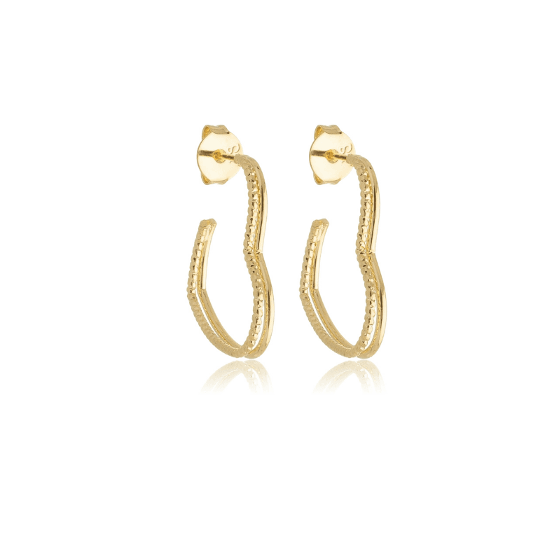 Brinco Argola Coração Aro Duplo Banho de Ouro 18k — default