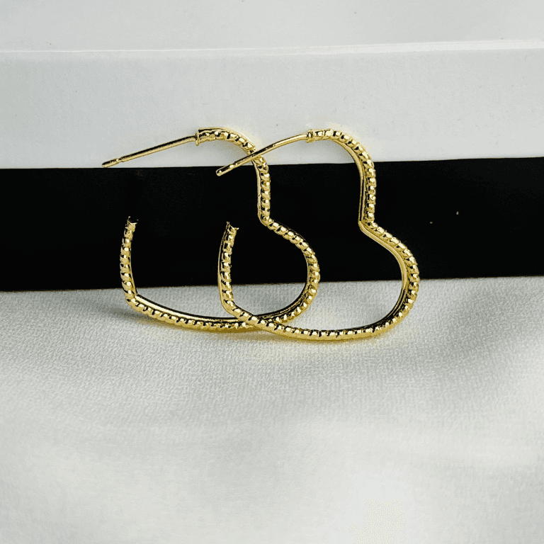 Brinco Argola Coração Aro Duplo Banho de Ouro 18k