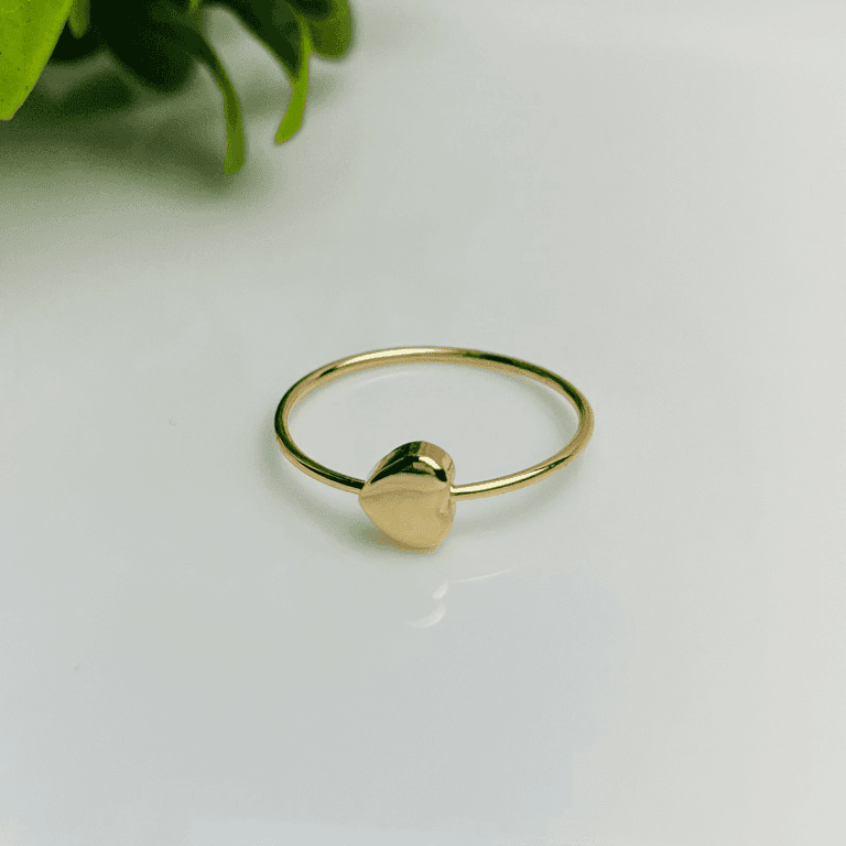 Anel com Coração Banho de Ouro 18k