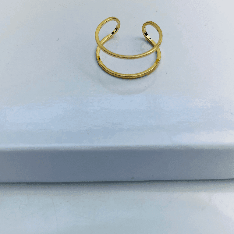 Anel Ajustável Aro Duplo Banho de Ouro 18k
