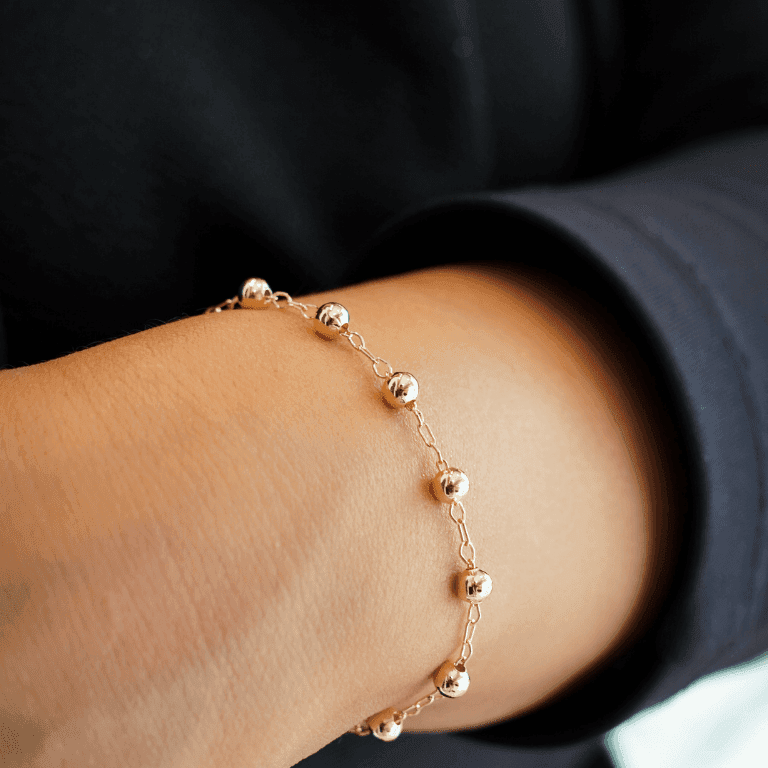 Pulseira Brilho com Bolinhas — Ouro 18k