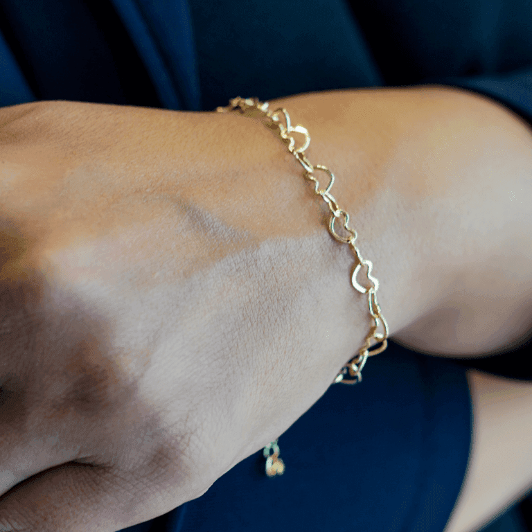 Pulseira Romântica Elo Coração Banho de Ouro 18k