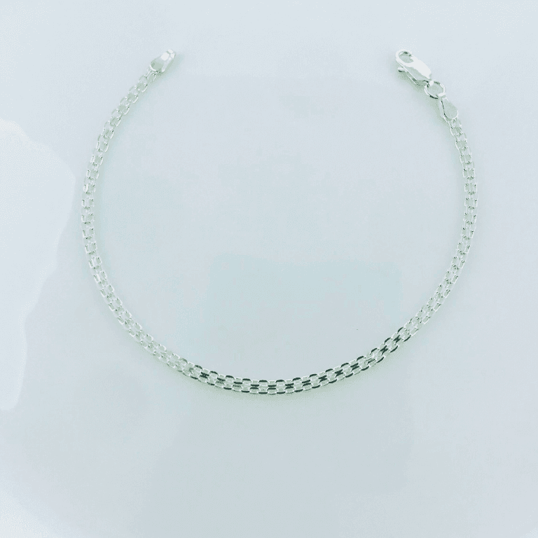 Pulseira Elo Esteira Dois Fios em Prata 925