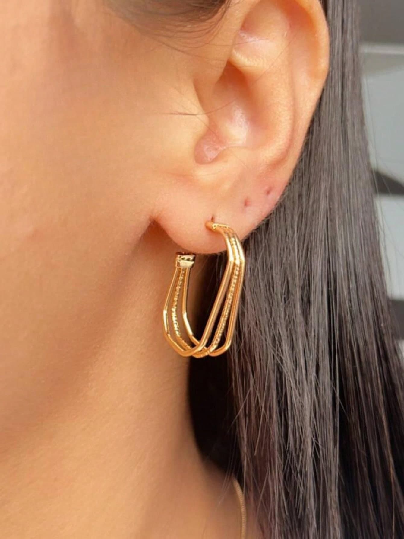 Brinco Argola Tripla Banho de Ouro 18k — default